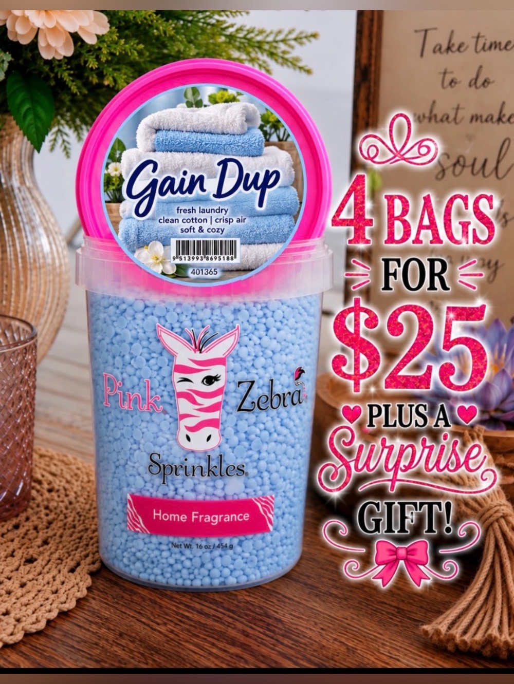 Pink Zebra Gain Dup House Blend Wax Melts 3.75 oz Bag